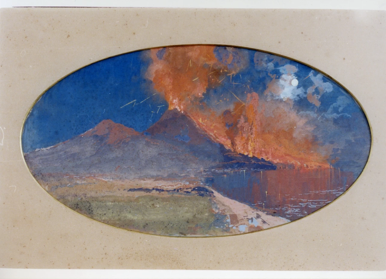 Veduta del Vesuvio in eruzione - Certosa e Museo Nazionale S. Martino, Napoli